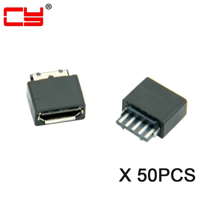 Jimier 50 шт. Micro USB Тип B 5-контактный гнездовой разъем адаптера паяльного типа