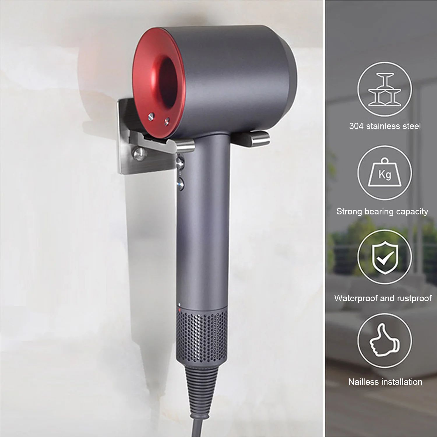 Кронштейн настенный из нержавеющей стали для сушки волос Dyson|Полки и стеллажи