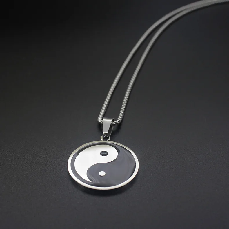 Женский и мужской винтажный амулет Yin Yang Bagua Taichi черно белая Подвеска из