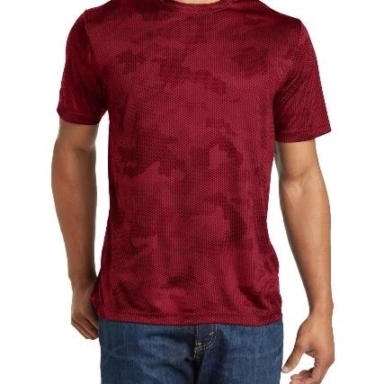 Спорт Tek ST370 CamoHex Tee темно красный маленький| |