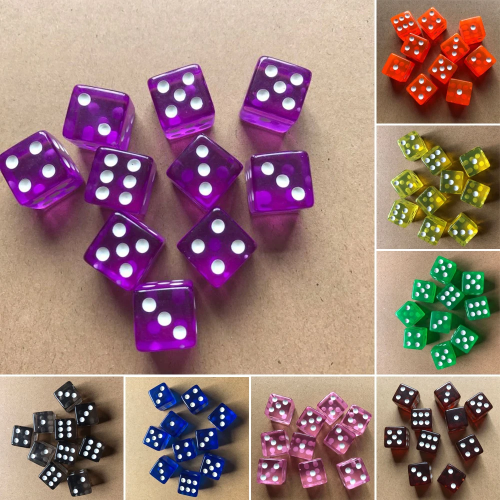 10 шт. 16 мм шестигранный D6 RPG прозрачный Прямой Угловой Инструмент для игры в кости