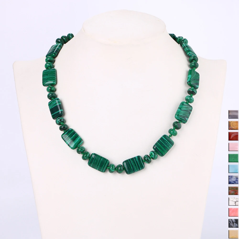 

LBLS ожерелье из натурального камня, зеленый камень, ручная работа, этническое богемное ожерелье, каменные бусины, массивное ожерелье, Женско...