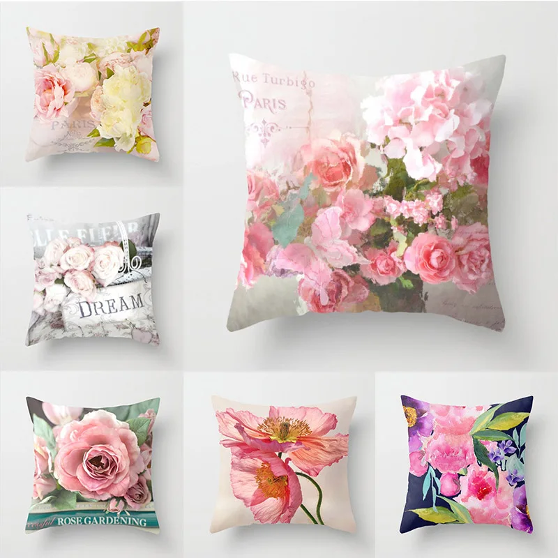 

Искусственная Роза, Цветочная Подушка, чехол для дома в средиземноморском стиле, 1 шт., европейский стиль, диванная подушка