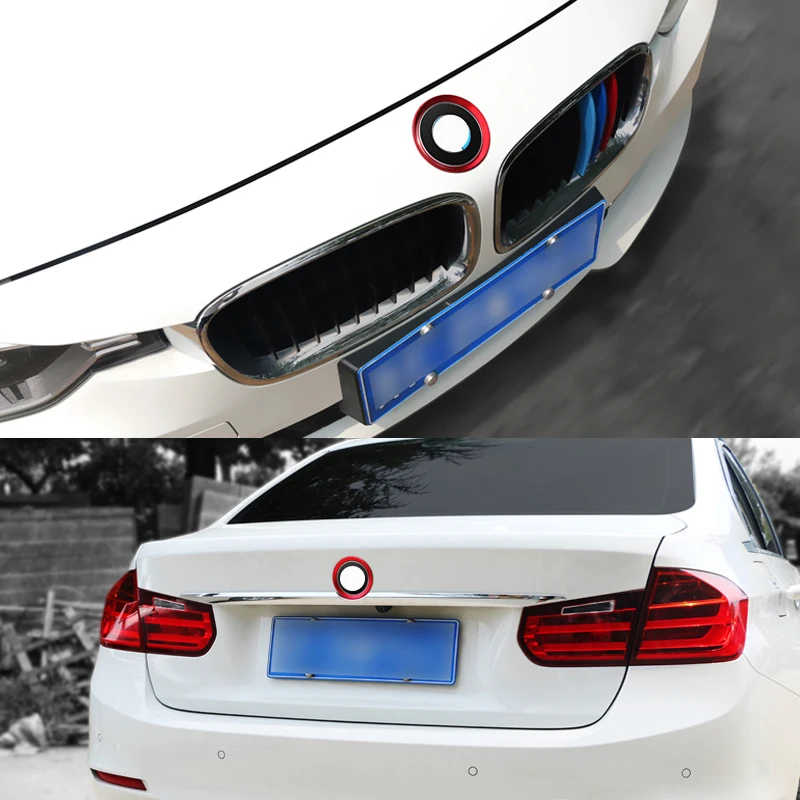 

Aluminum Alloy 2pcs Car Chrome Front & Rear Logo Circle Ring Cover Trim For BMW 3 4 Series M3 M4 F30 F31 F32 F34 F82