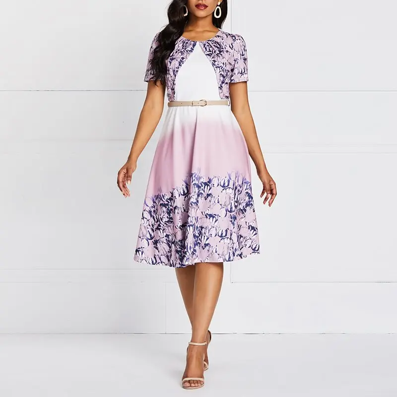 Летние платья сексуальные OL дамы плюс размер Элегантные Вечерние Розовые