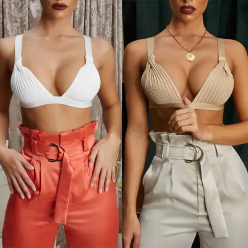 Women Ladies Fashion Seamless Push-Up Bra Plain Padded Plunge Bralette Bras Sets White Yellow | Женская одежда