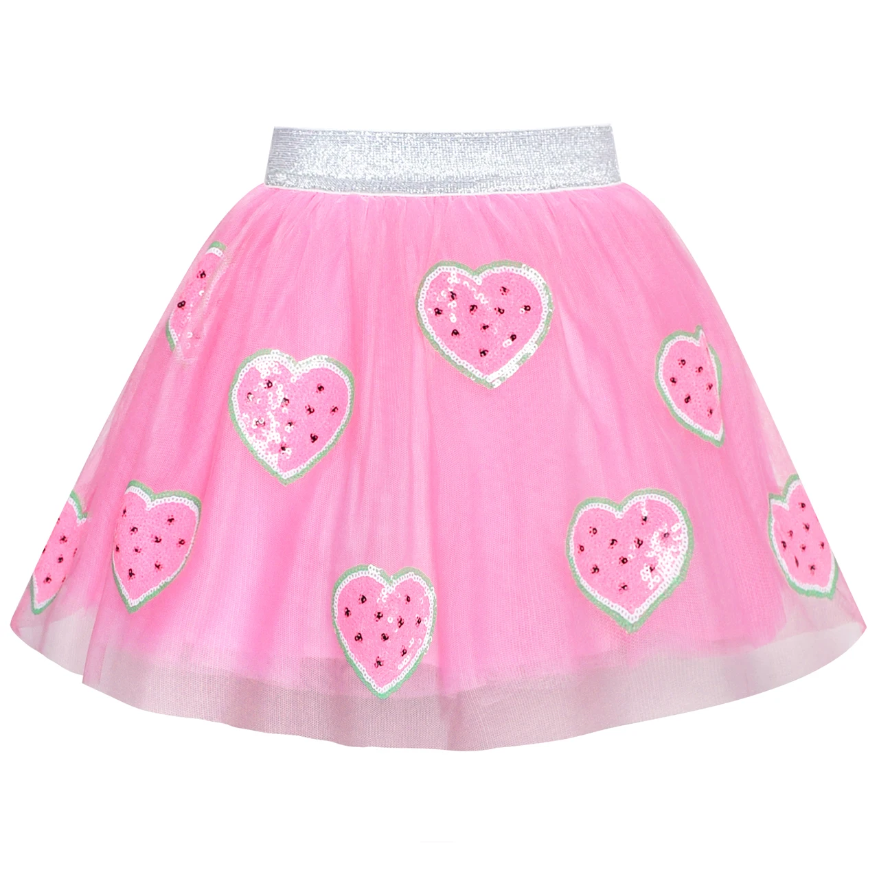 Sunny Fashion Солнечный Мода Девочки Юбка Розовый Сердце Блестки сверкающий Пачка На