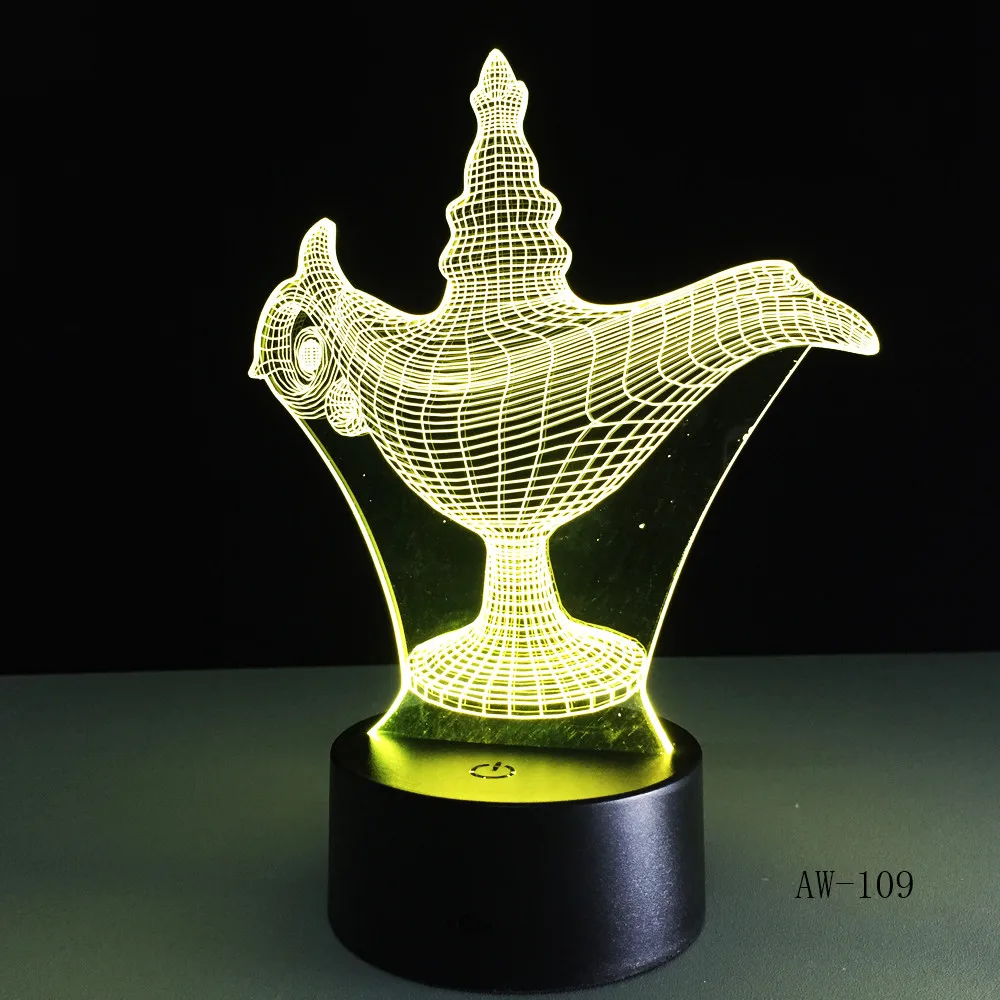 USB Novelty Gifts 7 Colors Changing Led Night Lights Aladdin magic lamp 3D LED Desk Table Lamp Decor for Home Office AW-109 | Лампы и
