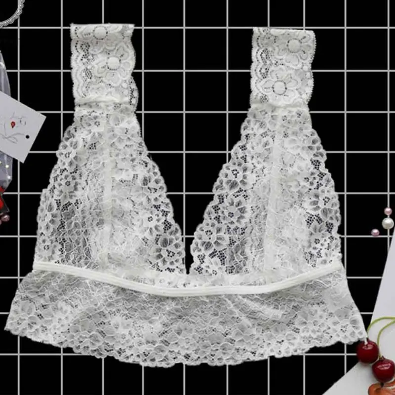 

E&A 2019 Fashion Floral Women Sexy Sheer Lace Bra Plus Size Bralette Brassiere Costume Intimates Seamless Unpadded Porno Bralet