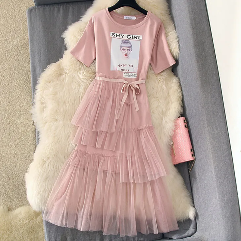 New 2019 Summer Dress Women Elegant Lace Mesh Pink Print Long Midi Slim Bodycon Casual Beach | Женская одежда