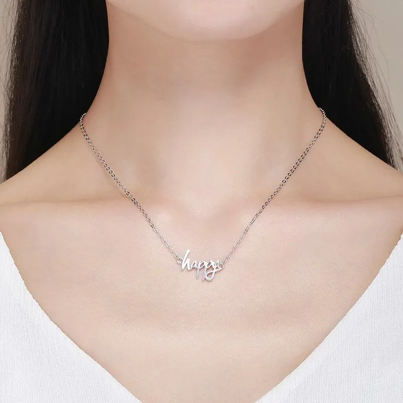 Подвеска с надписью Happy Charm короткое колье чокер для женщин девушек лучших друзей