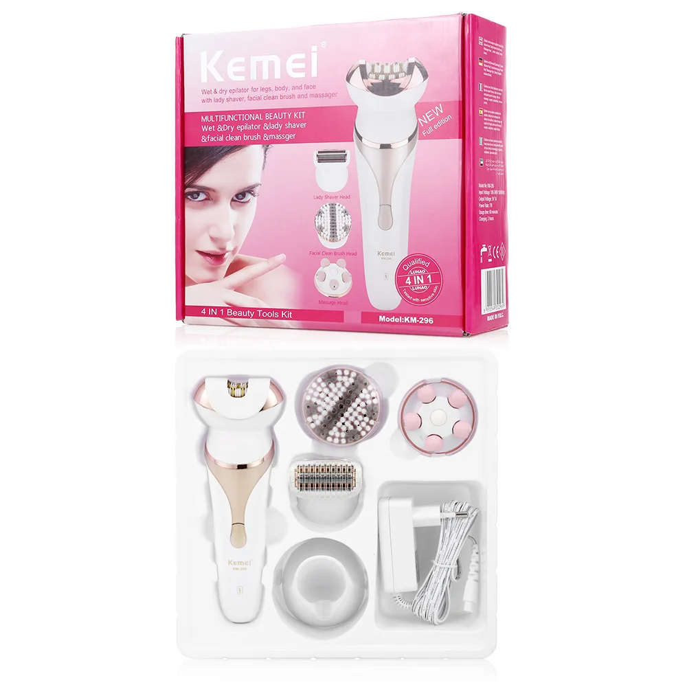 Kemei KM 296 4 в 1 Многофункциональный перезаряжаемый комплект эпилятора для удаления