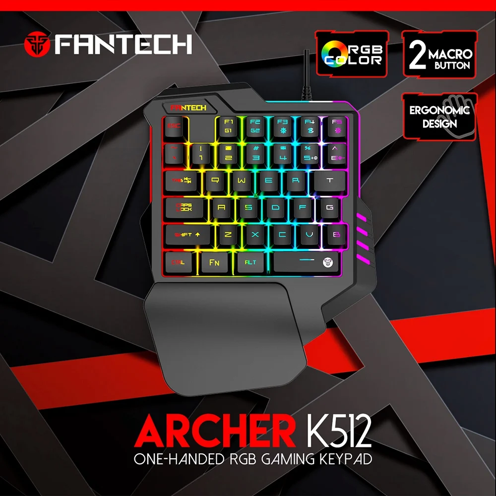 OPQ Fantech K512 Rgb подсветка 35 клавиш эргономичная Игровая Usb Проводная Механическая