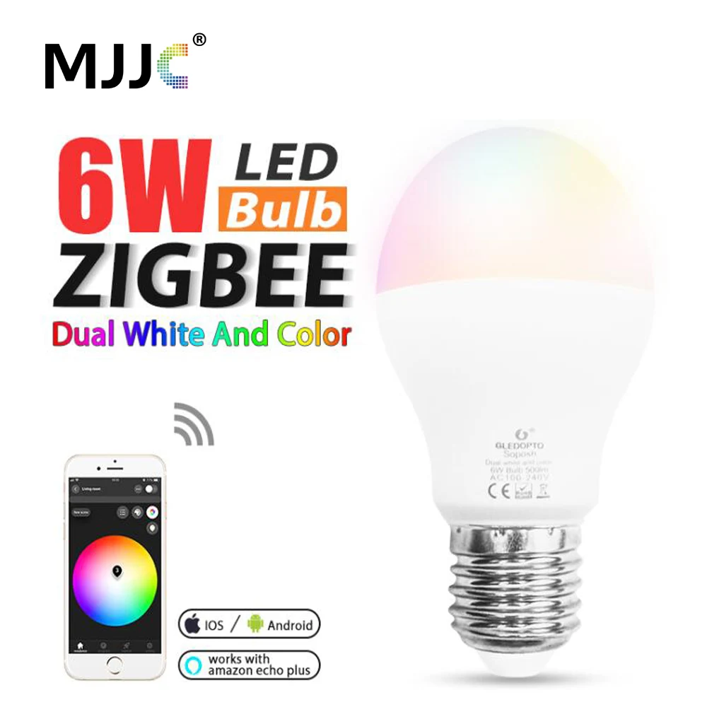Лампочка Zigbee E27 6 Вт E26 лампа RGB CCT двойная белая умная с управлением через