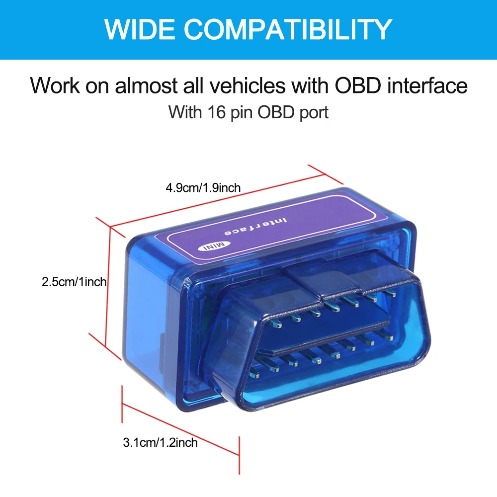 Синий мини сканер OBD инструмент детектор с BT соединение для Android Windows сервисный