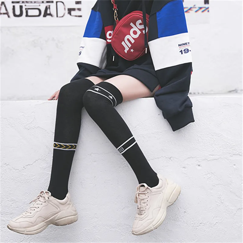 New Pure Cotton Long Socks Fashion Stars Overknee Slim Thin. Leg School Wind Thigh Knee High Stockings Sexy | Женская одежда