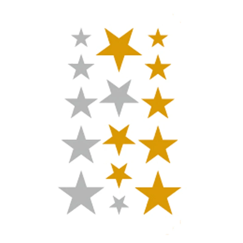 

Wyuen Metallic Gold Silver Star Fake Tatoo Body Art Temporary Tattoos Flash Tattoo Women Body Art Tattoo Stickers TX-024