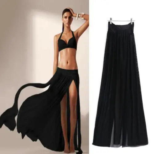 Женский купальник накидка на бикини Пляжная макси юбка с запахом Sarong парео |