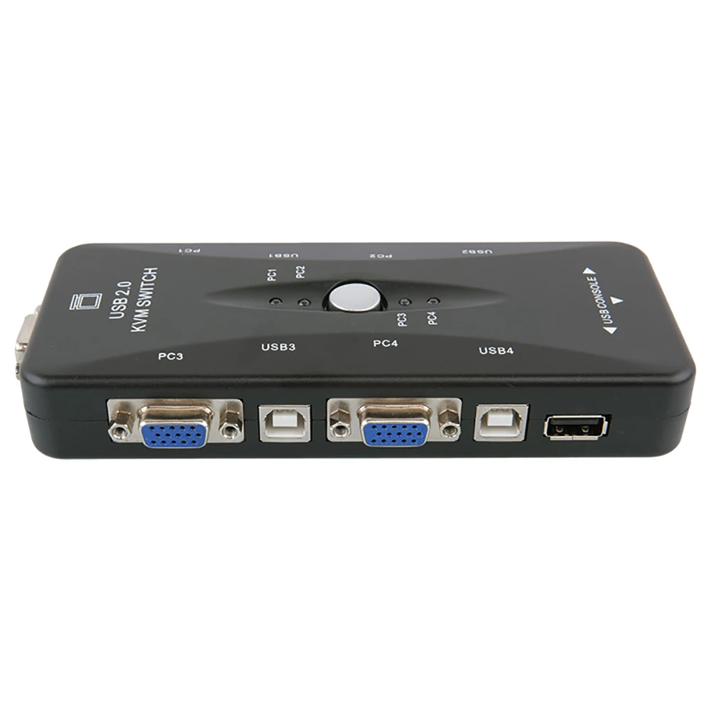 Новое поступление 4 порта USB 2 0 KVM переключатель мышь/клавиатура/принтер/VGA видео
