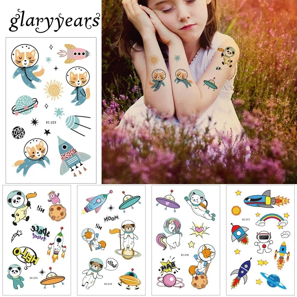Временная тату наклейка glaryyears 1 шт. космическая серия милая искусственная