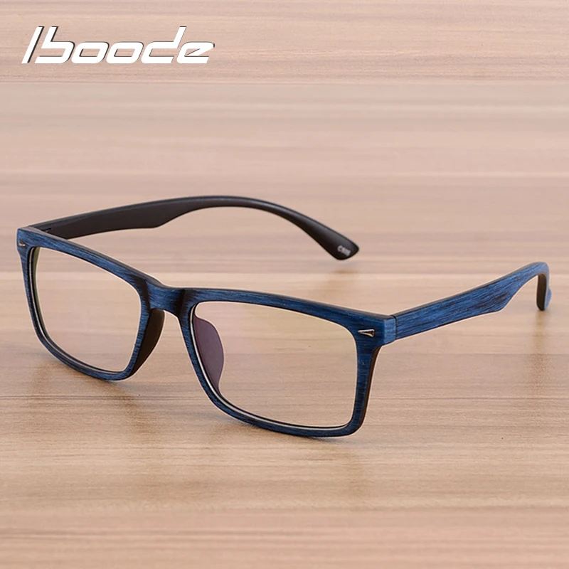 

iboode Glasses Eyewear Frame Men Women Vintage Imitation Wood Grain Myopia Glasses Spectacles Frames With Clear Lens Retro