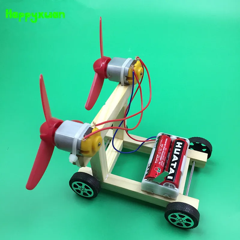 Happyxuan DIY электромобиль ветровой мощности Набор для деревянные детские игрушки - Фото №1