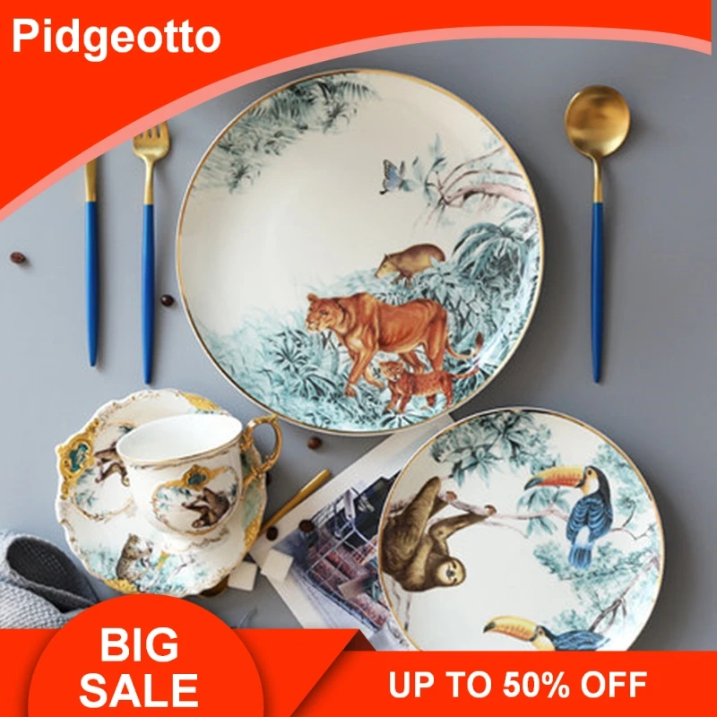 

Ceramic Carnets d'Equateur Plates Dishes Bone China Animal Dessert Fruit Snack Plate Home Dinnerware Decoration Free Shipping