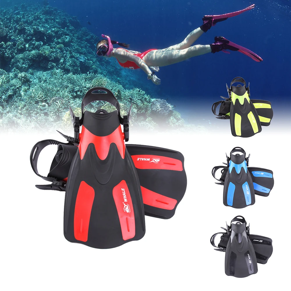 

WHALE Swimming Fins Adult Snorkeling Foot Flipper Diving Fins Beginner Swimming Equipment Portable water short Frog shoes