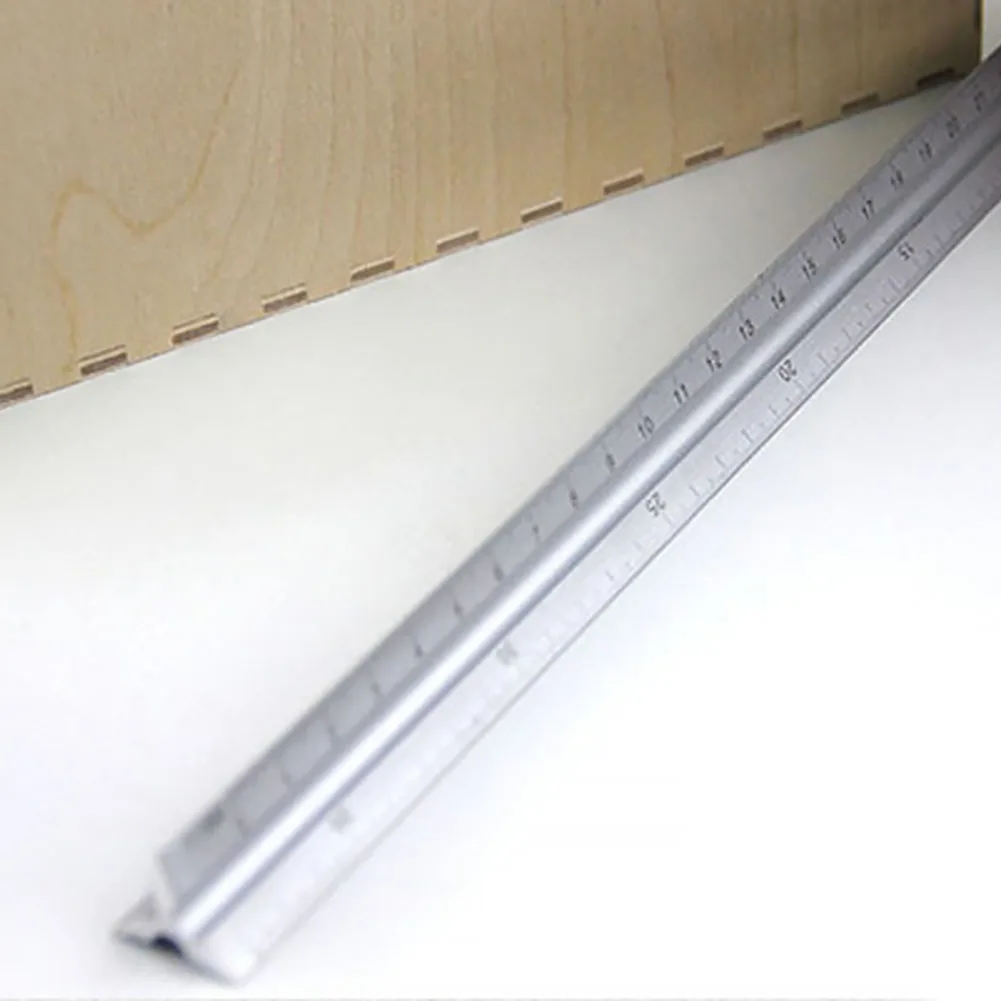 

30cm Clear Ruler Accurate Triangle Scale Silver Engineer Architect Aluminum Alloy Technical