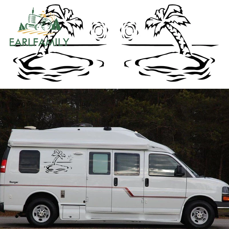 EARLFAMILY 2x Palm Tree (one for Each Side) Camper Van Graphics Motor Vinyl Kit Decals Boat Window Car Stickers | Автомобили и