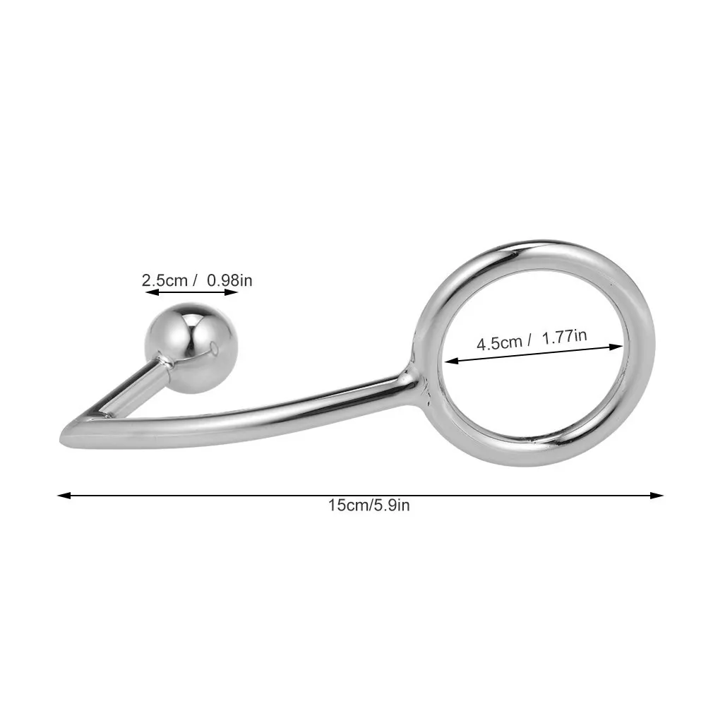 Stainless Steel Anal Plug With Ball & Cock Ring Butt Hook 45mm Prostate Massager Fetish Adult Sex Toys For Couples Gays|Анальные