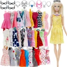 Мини-платье 20 шт.лот = 10 случайных разных стилей + 6 пластиковых ожерелий + 4 черных очков одежда для Барби Кукла аксессуары Игрушка