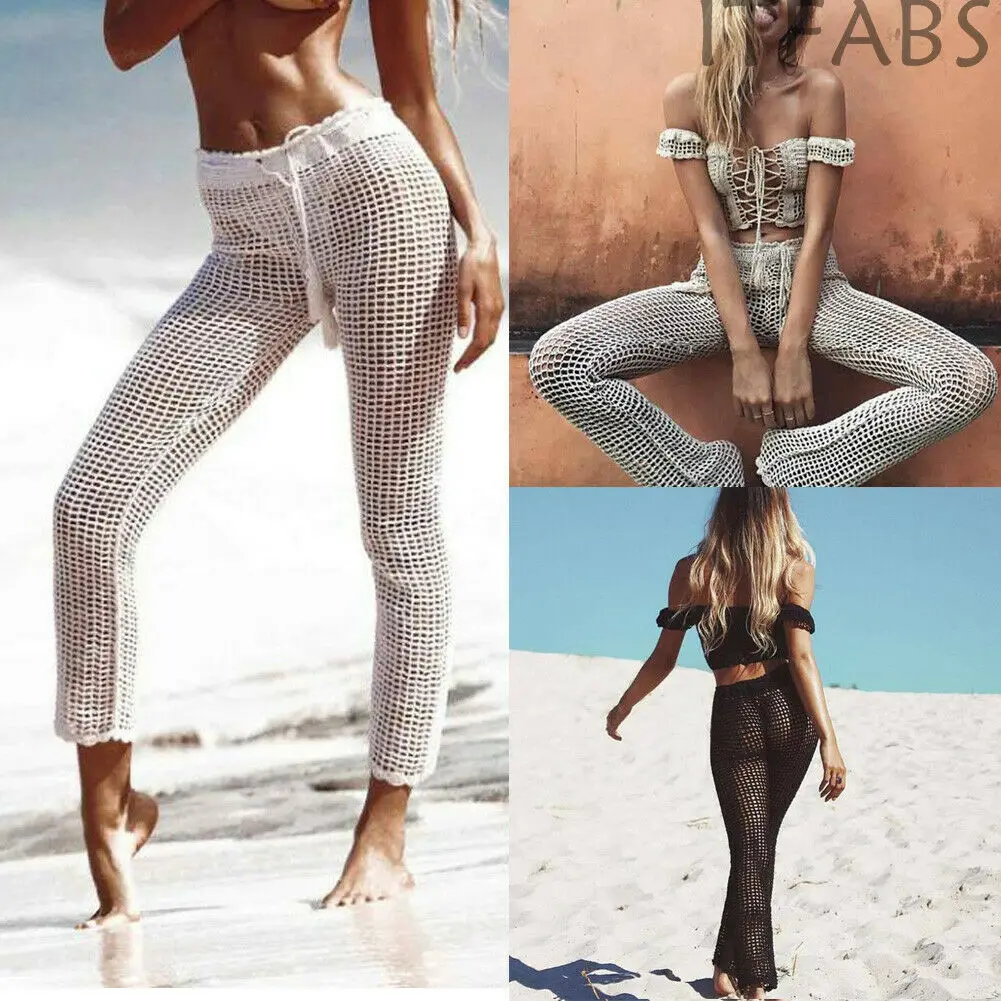 Женские прозрачные штаны бикини Пляжная накидка длинные для купания 2019|Пляжная