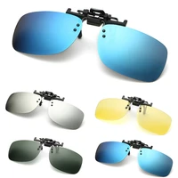 polarized vintage clip on flip up sunglasses men women night vision yellow lens for myopia glasses driving eyewear sun glasses