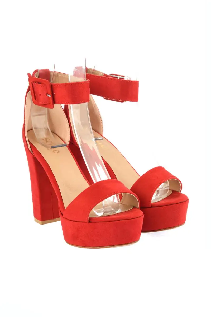 Soho/красные замшевые женские туфли на высоком каблуке 12716