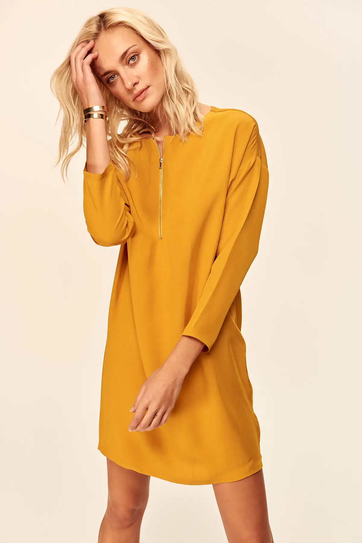 Trendyol горчичное классическое платье TOFAW19XM0033|Женские платья| |