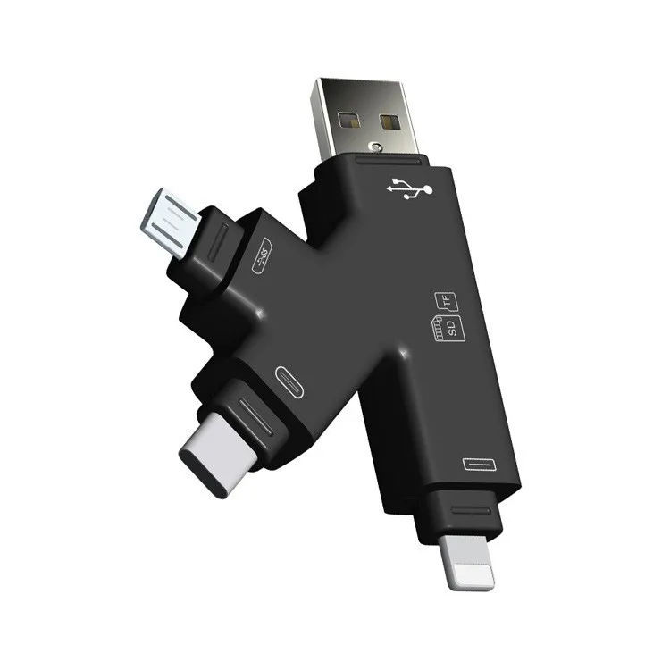 Все в 1 4в1 Micro usb type C TF SD считыватель карт OTG адаптер для iPhone XS MAX XR 5 6 7 8 Plus iOS 12 Macbook