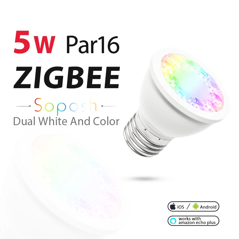 12 шт./компл. ZIGBEE ZLL RGBCCT прожектор 5W E27 E26 Par16 APP управление двойной бело-Цвет колпак