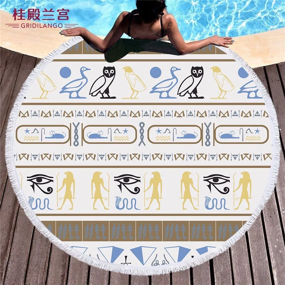 GRIDILANGO Mandala Bohemian Geometric Color Round Beach Towel For Adult Microfiber Swimming Travel Blanket Bath Dropship | Дом и сад