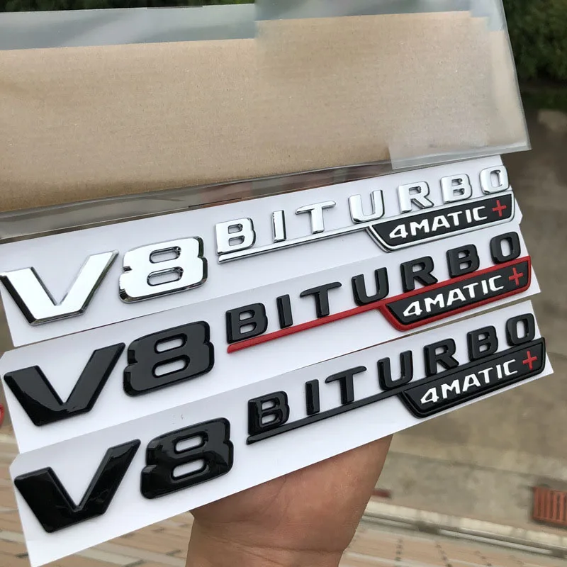 Наклейка на эмблему крыла автомобиля V8 BITURBO 4matic + для Mercedes Benz AMG W117 Cla45 W205 C63 W212 E63 W207