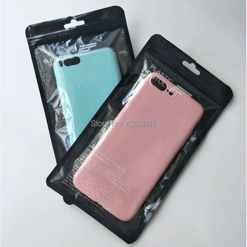 

1000Pcs 12x21cm New Fashion Black Self Seal Zipper Plastic Pistol Retail Packaging Packing Bag for Iphone Xs 8 7 6s Plus case