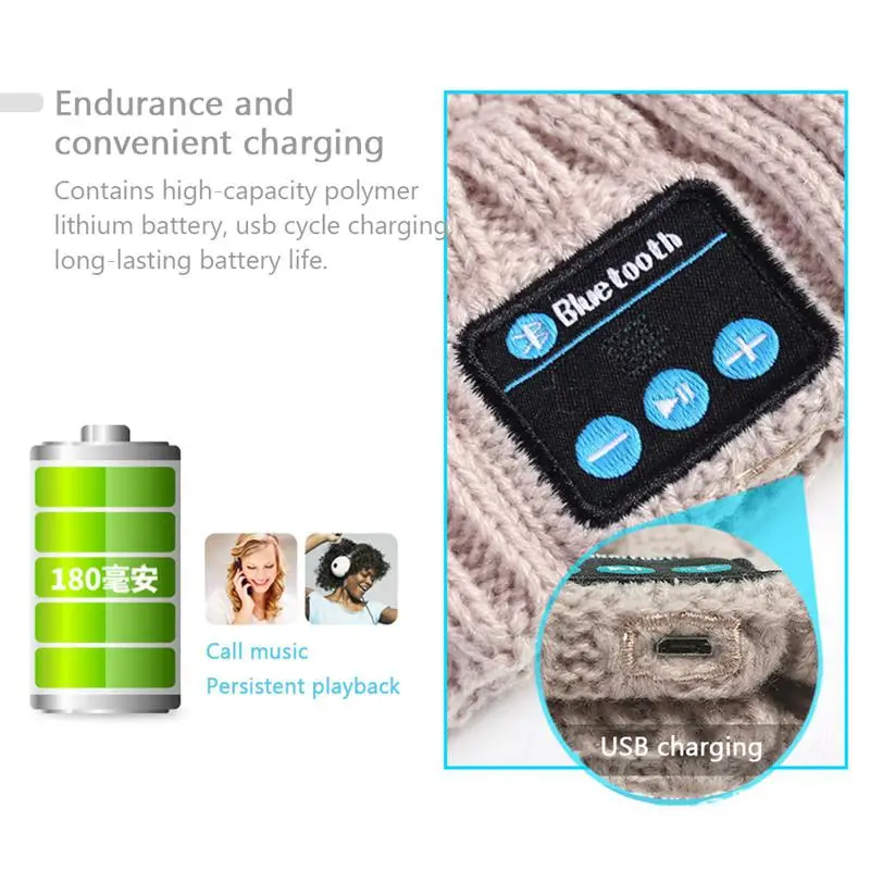 Модная Беспроводная Bluetooth шапка умный микрофон музыкальная гарнитура наушники