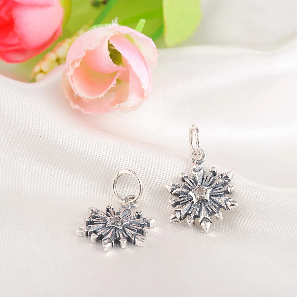 Devolove Freeze Снежинка бисера Красивая подвеска серебряные бусины 925 пробы Fit Pandora