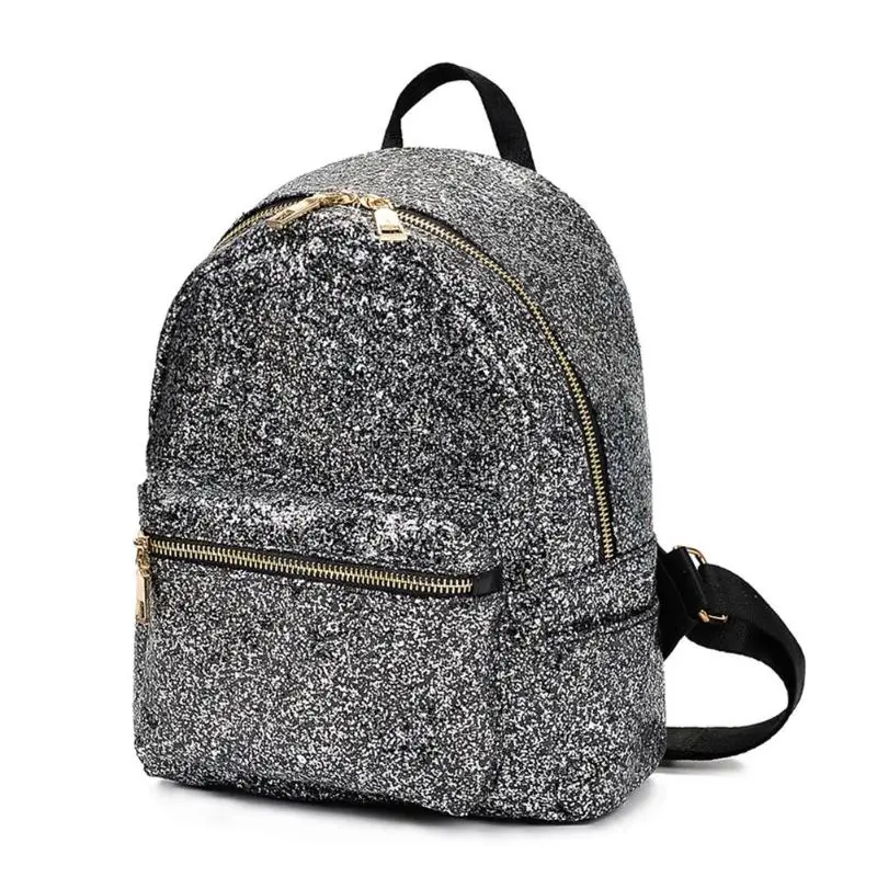 Модные женские туфли из кожи с пайетками Блестящий женский рюкзак Mochila для