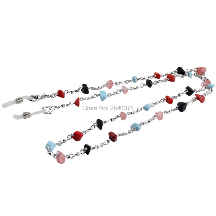 

Retail Eyeglass silver metal Chain with acrylic beads Reading Glasses Cord accessories
