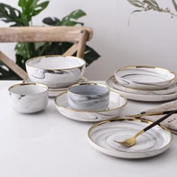 ceramic bowl dinner set rice noodles bowl phnom penh marble pattern series porcelain plate family soup bowl tableware set