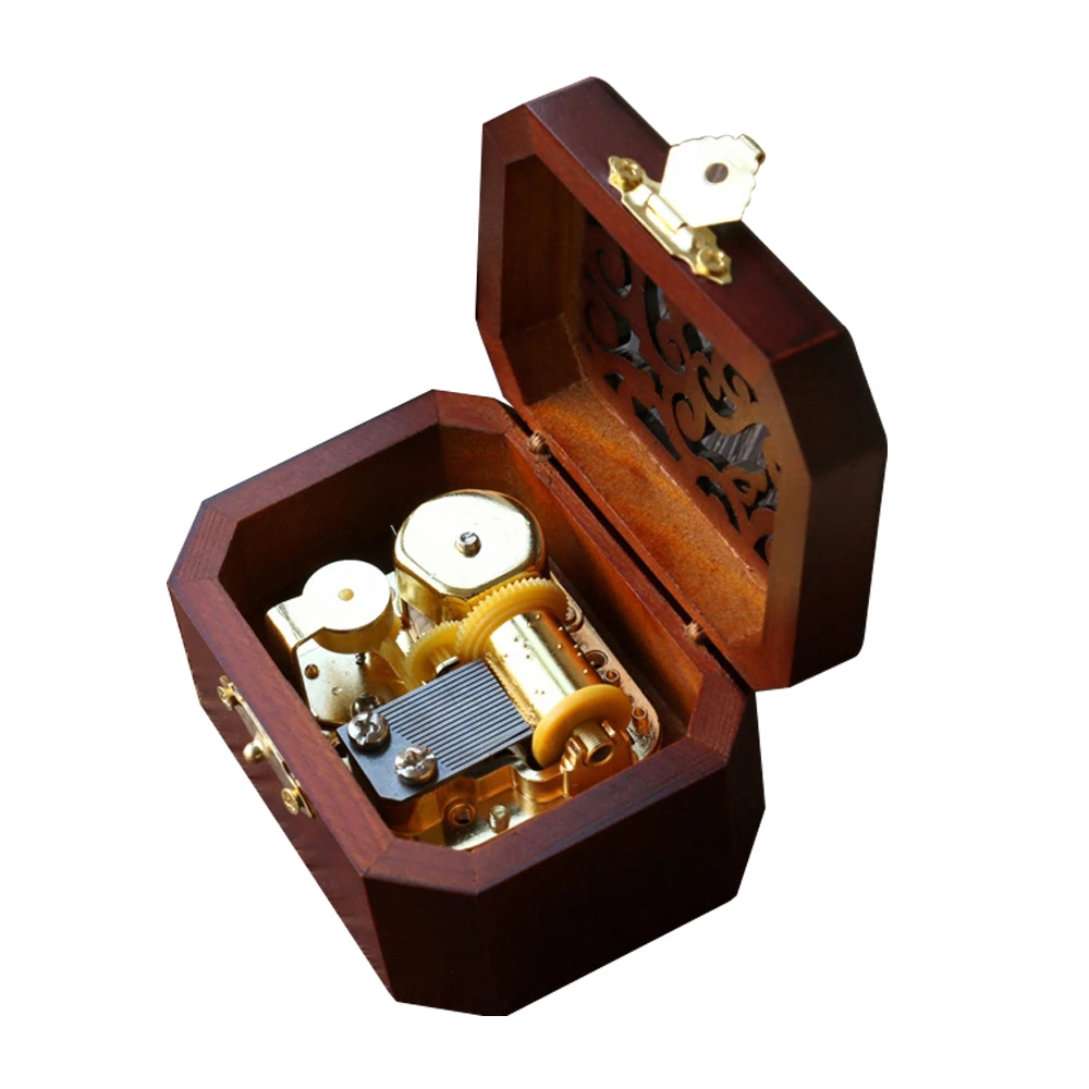 

Creative Hollow Cover 18-Note Gold Movement Wind-up Wood Musical Box,Musical Toys for Kids Christmas Musical Gifts for Woman