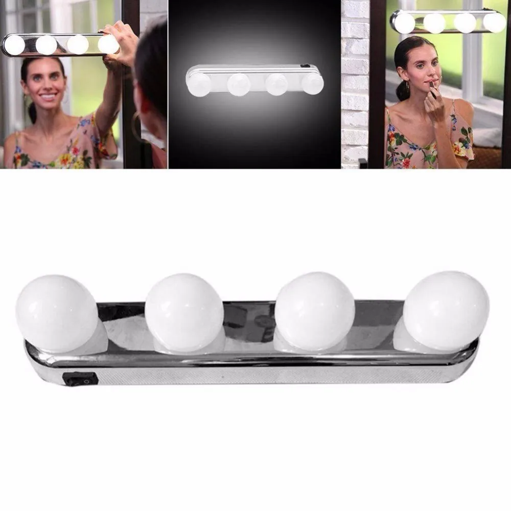 1 шт. 4 светодиодный лампы Make Up Light Супер яркий портативный косметическое зеркало