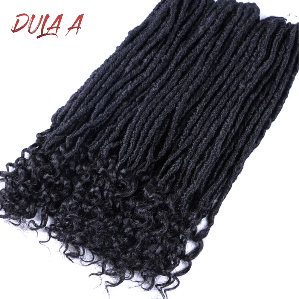 Dula A синтетическая богиня faux locs curly Ends 18 дюймовые вязаные дреды косы пряди волос