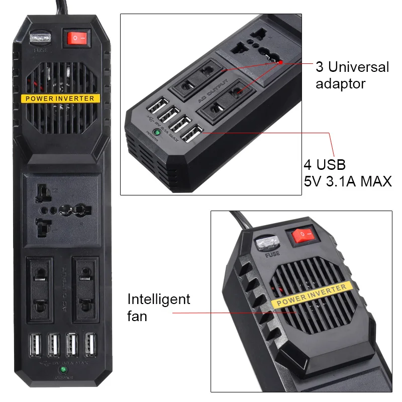 200 Вт автомобильный инвертор для сигарет 12 В до 220 вольт DC AC конвертер 4 USB 3.1A